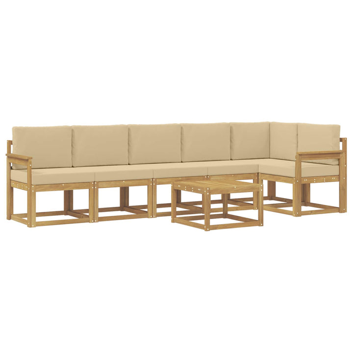 Udendørs sofagruppe 7 stk. Hvid og Beige Polyester