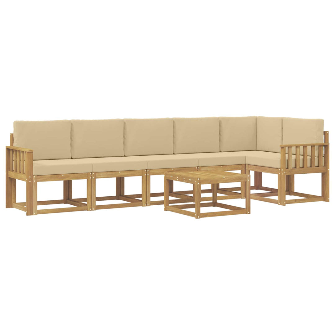 Udendørs sofagruppe 7 stk. Hvid og Beige Polyester