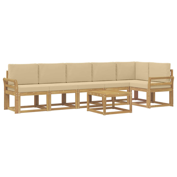 Udendørs sofagruppe 7 stk. Hvid og Beige Polyester