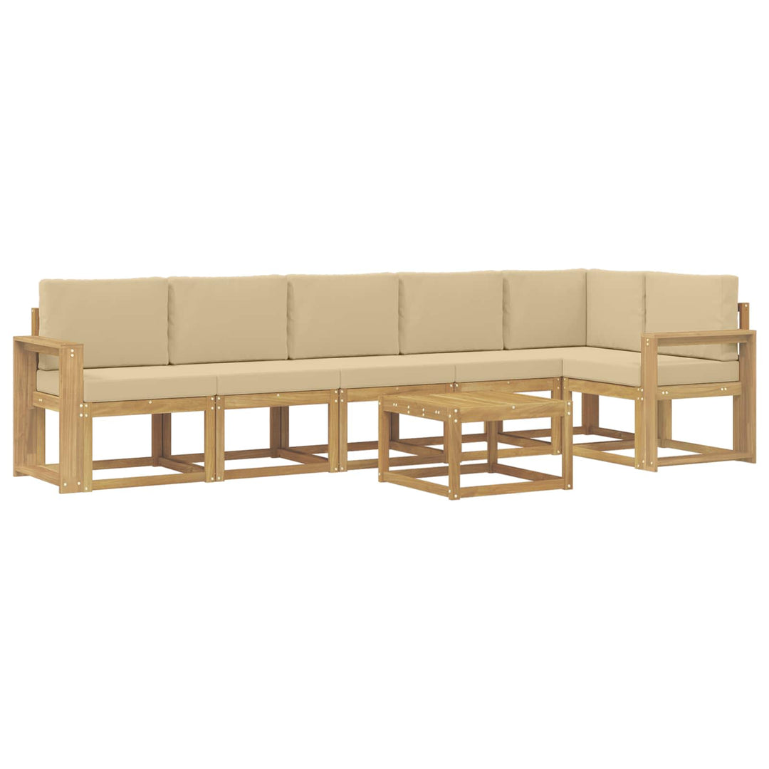 Udendørs sofagruppe 7 stk. Hvid og Beige Polyester