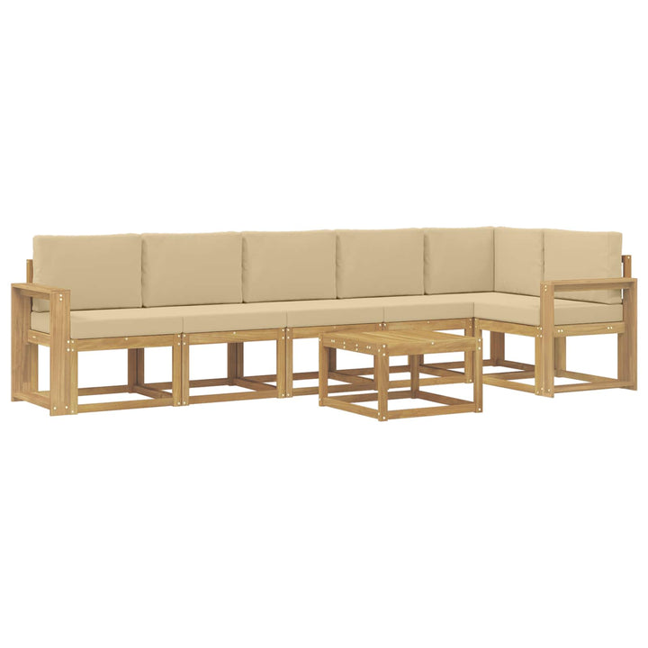 Udendørs sofagruppe 7 stk. Hvid og Beige Polyester