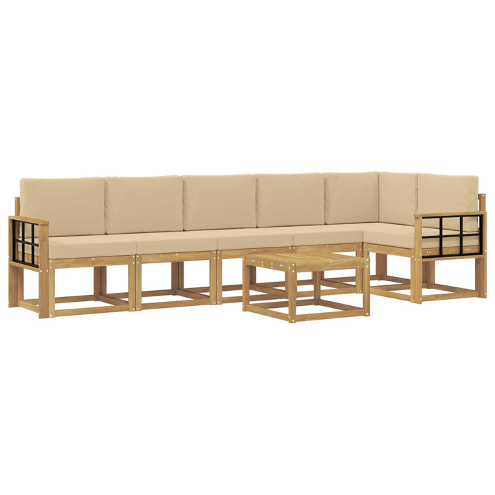 Udendørs sofagruppe 7 stk. Hvid og Beige Polyester