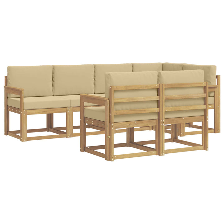 Udendørs sofagruppe 7 stk. Hvid og Beige Polyester