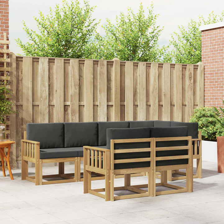 Udendørs sofagruppe med pude 7 pcs Hvid og antracit Polyester
