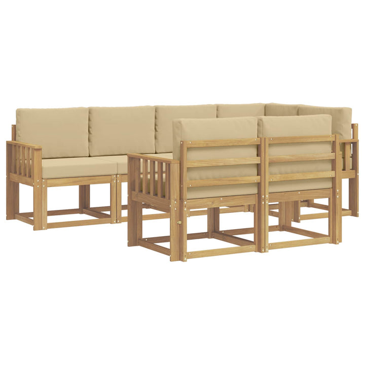 Udendørs sofagruppe 7 stk. Hvid og Beige Polyester