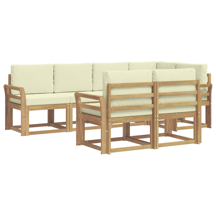 Udendørs sofagruppe 7 pcs Hvid og cremefarvet Polyester