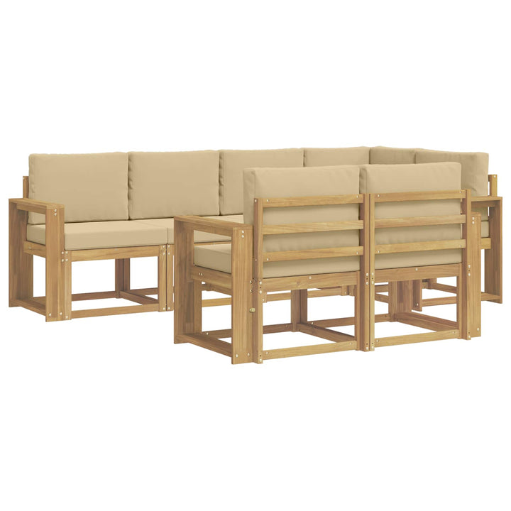 Udendørs sofagruppe 7 stk. Hvid og Beige Polyester
