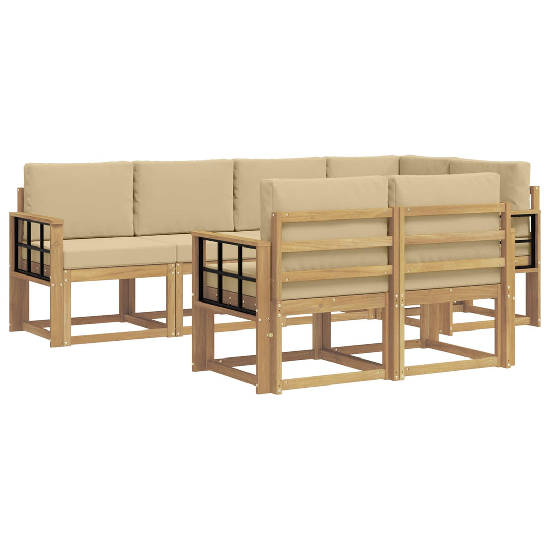 Udendørs sofagruppe 7 stk. Hvid og Beige Polyester