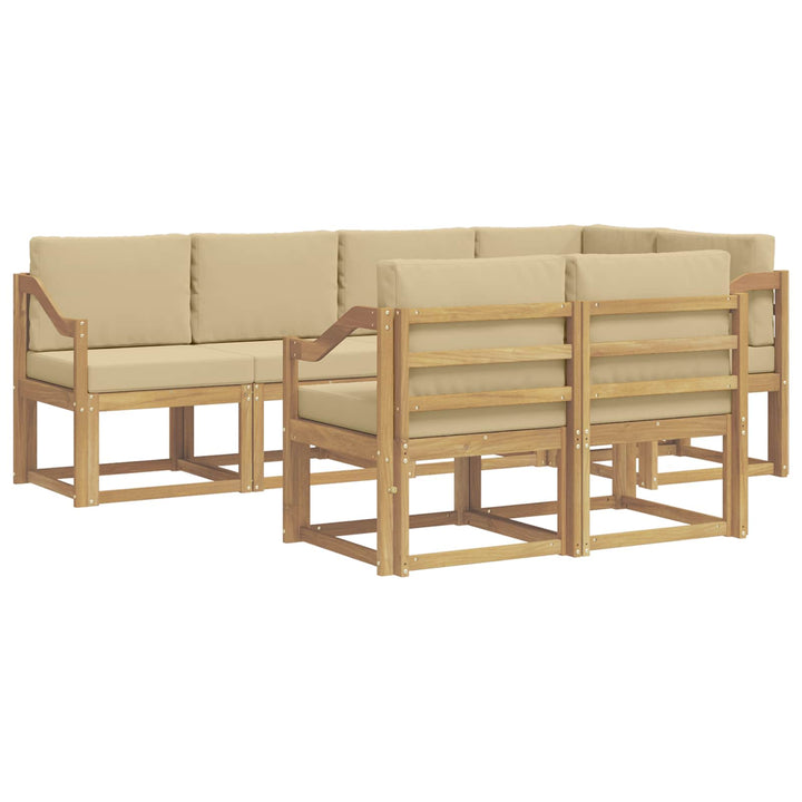 Udendørs sofagruppe 7 stk. Hvid og Beige Polyester