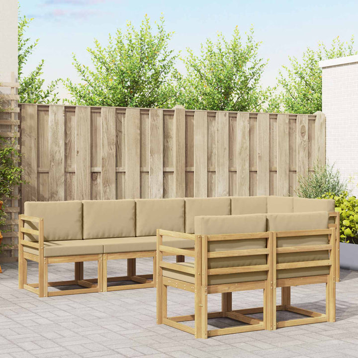 Udendørs sofagruppe 8 stk. Hvid og Beige Polyester