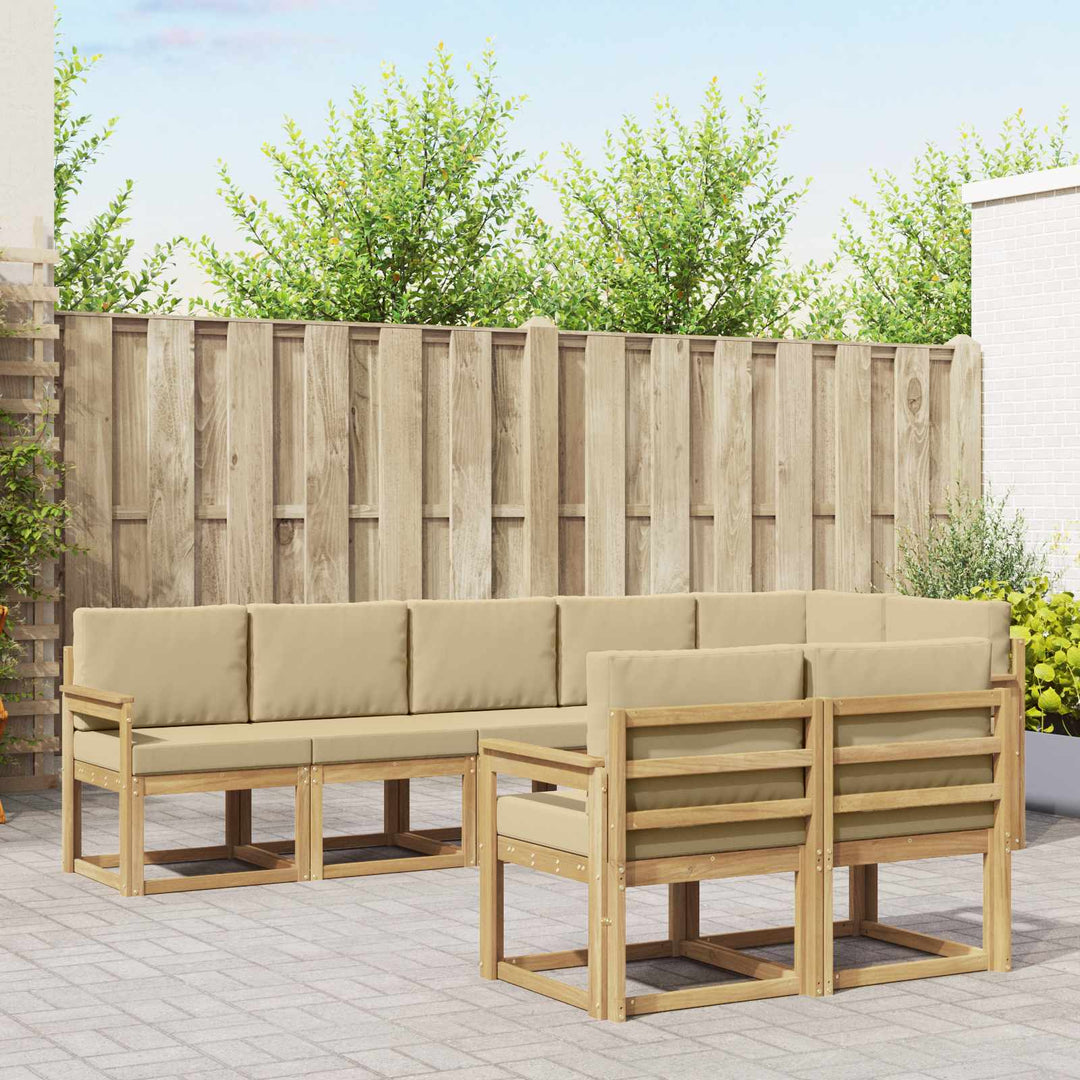 Udendørs sofagruppe 8 stk. Hvid og Beige Polyester