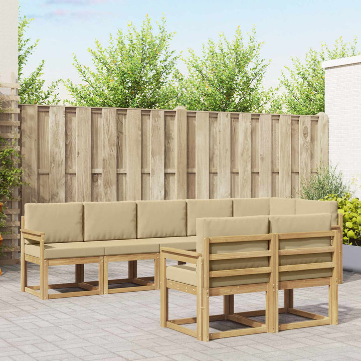 Udendørs sofagruppe 8 stk. Hvid og Beige Polyester