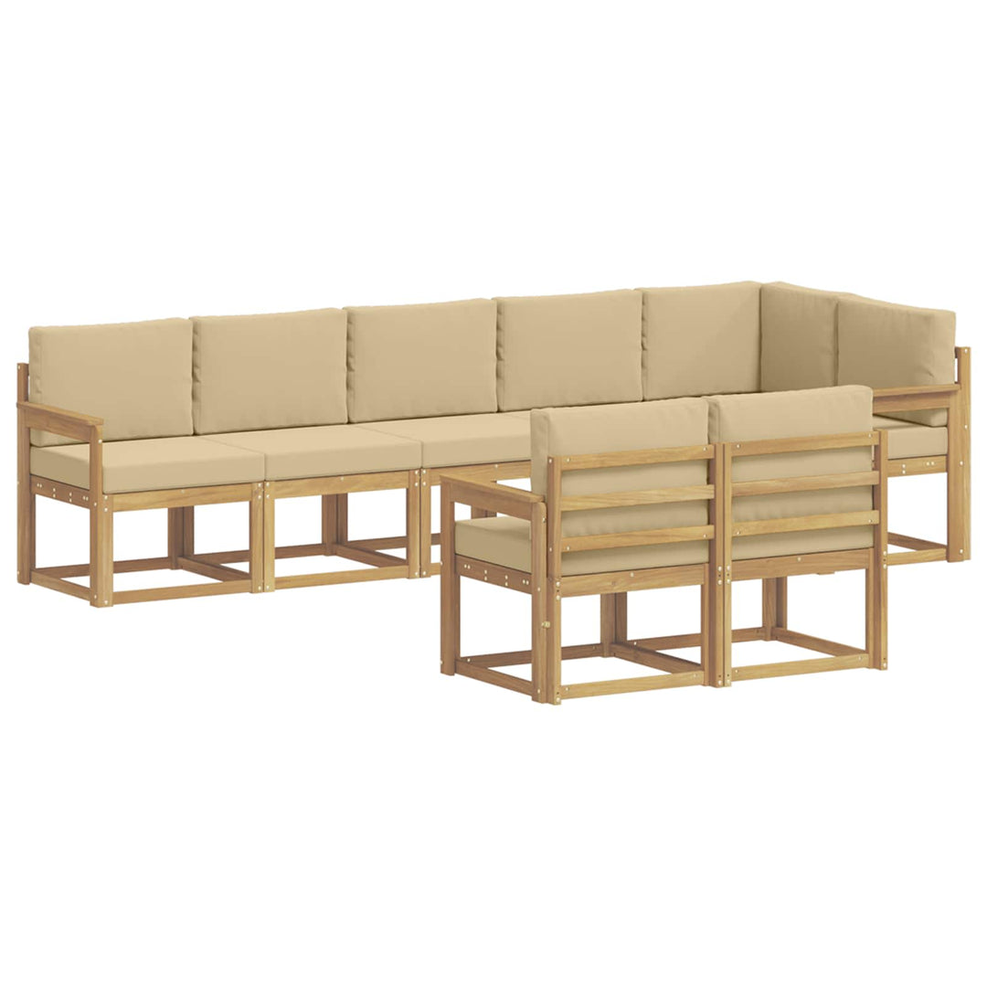 Udendørs sofagruppe 8 stk. Hvid og Beige Polyester
