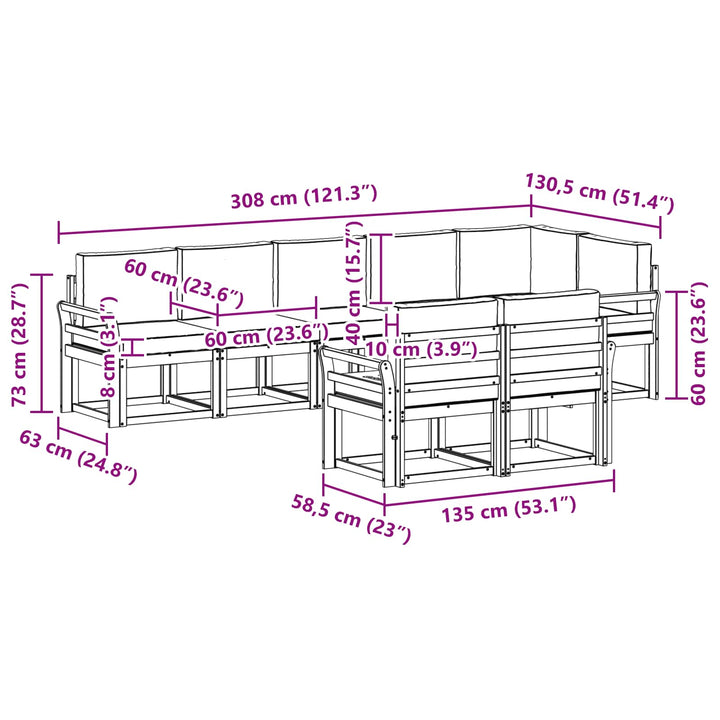 Udendørs sofagruppe 8 stk. Hvid og antracit Polyester
