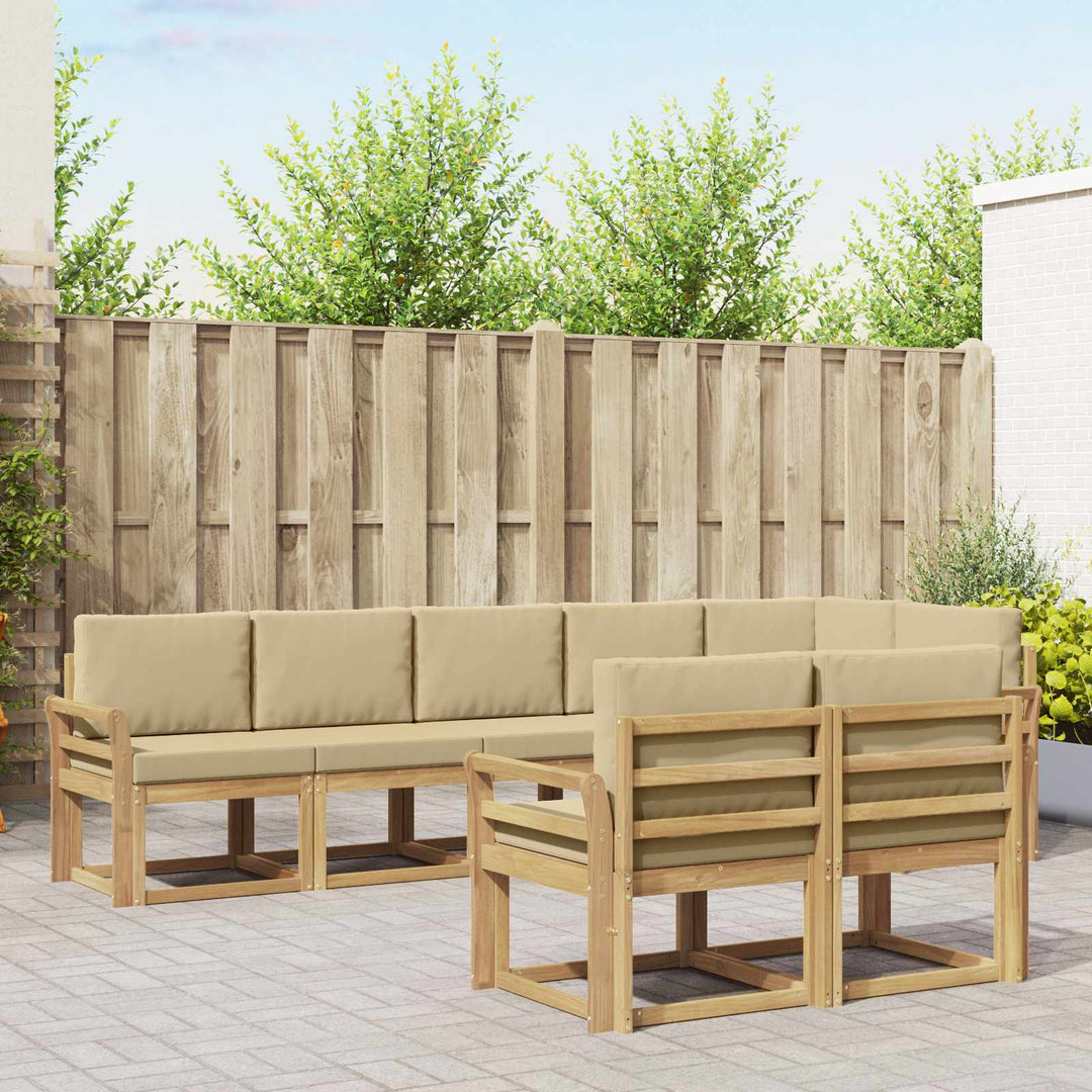 Udendørs sofagruppe 8 stk. Hvid og Beige Polyester