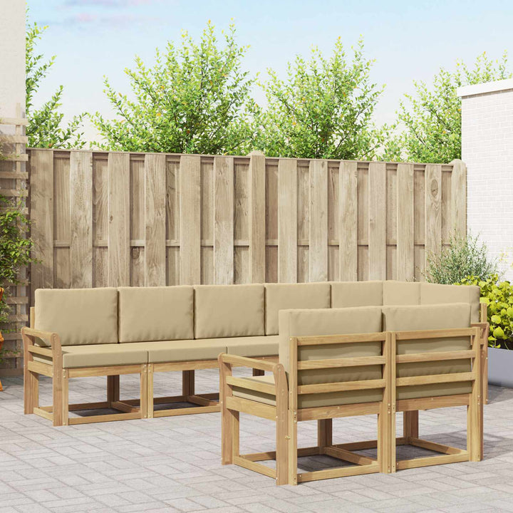 Udendørs sofagruppe 8 stk. Hvid og Beige Polyester