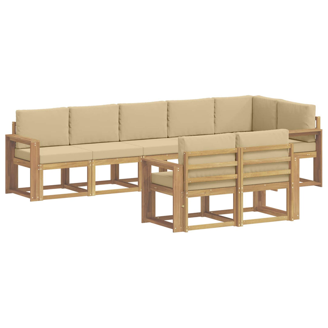 Udendørs sofagruppe 8 stk. Hvid og Beige Polyester
