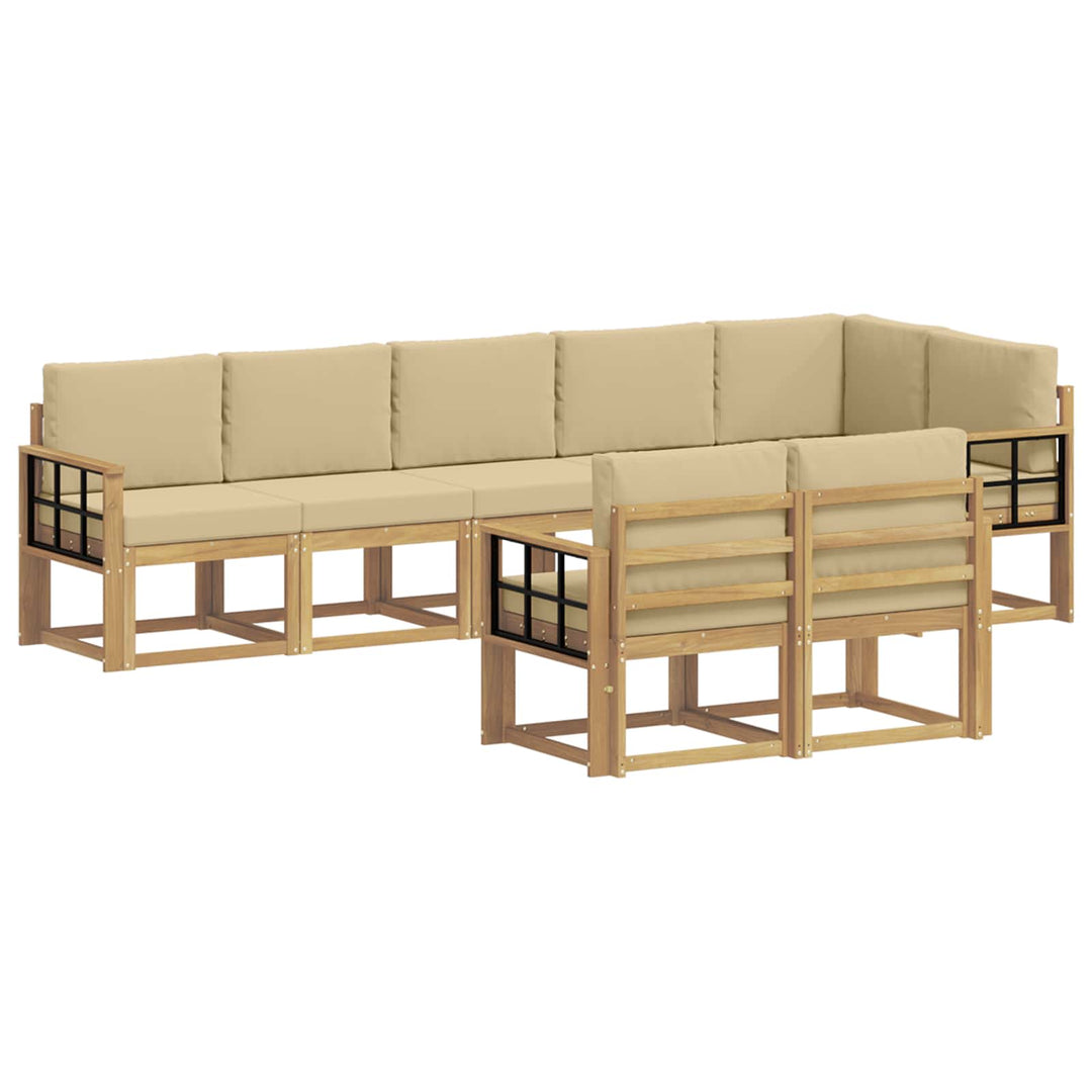 Udendørs sofagruppe 8 stk. Hvid og Beige Polyester