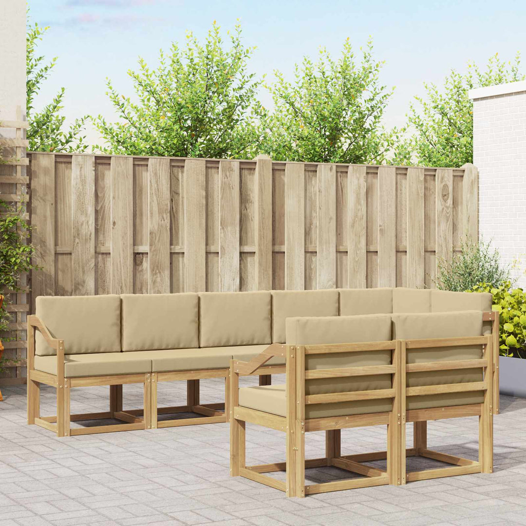 Udendørs sofagruppe 8 stk. Hvid og Beige Polyester