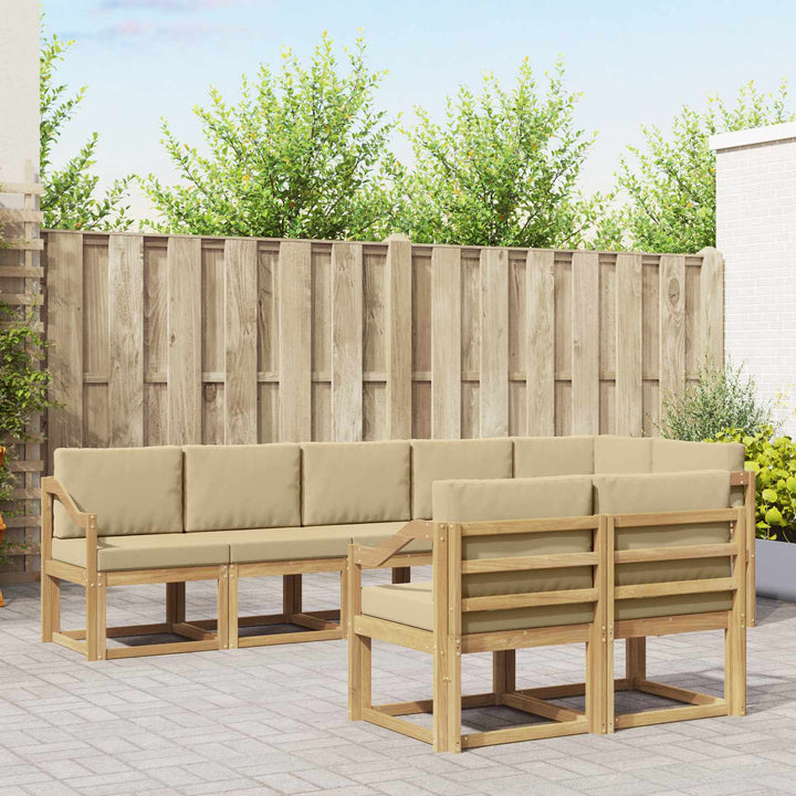 Udendørs sofagruppe 8 stk. Hvid og Beige Polyester