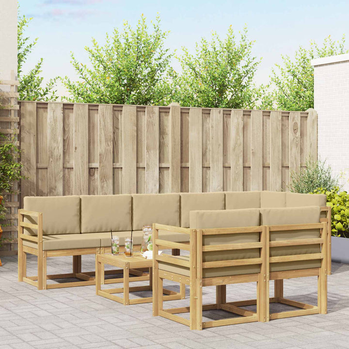 Udendørs sofagruppe 9 stk. Hvid og Beige Polyester
