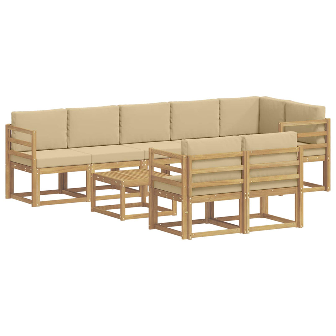 Udendørs sofagruppe 9 stk. Hvid og Beige Polyester