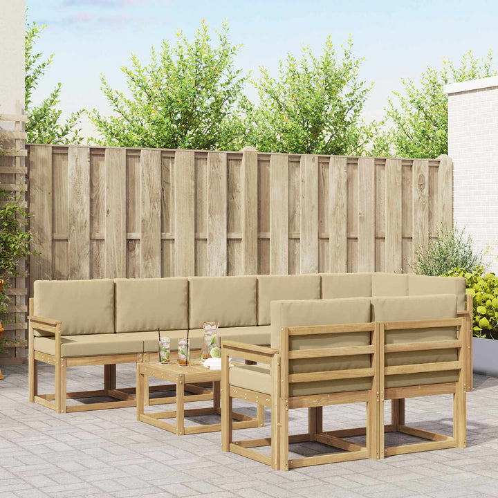 Udendørs sofagruppe 9 stk. Hvid og Beige Polyester