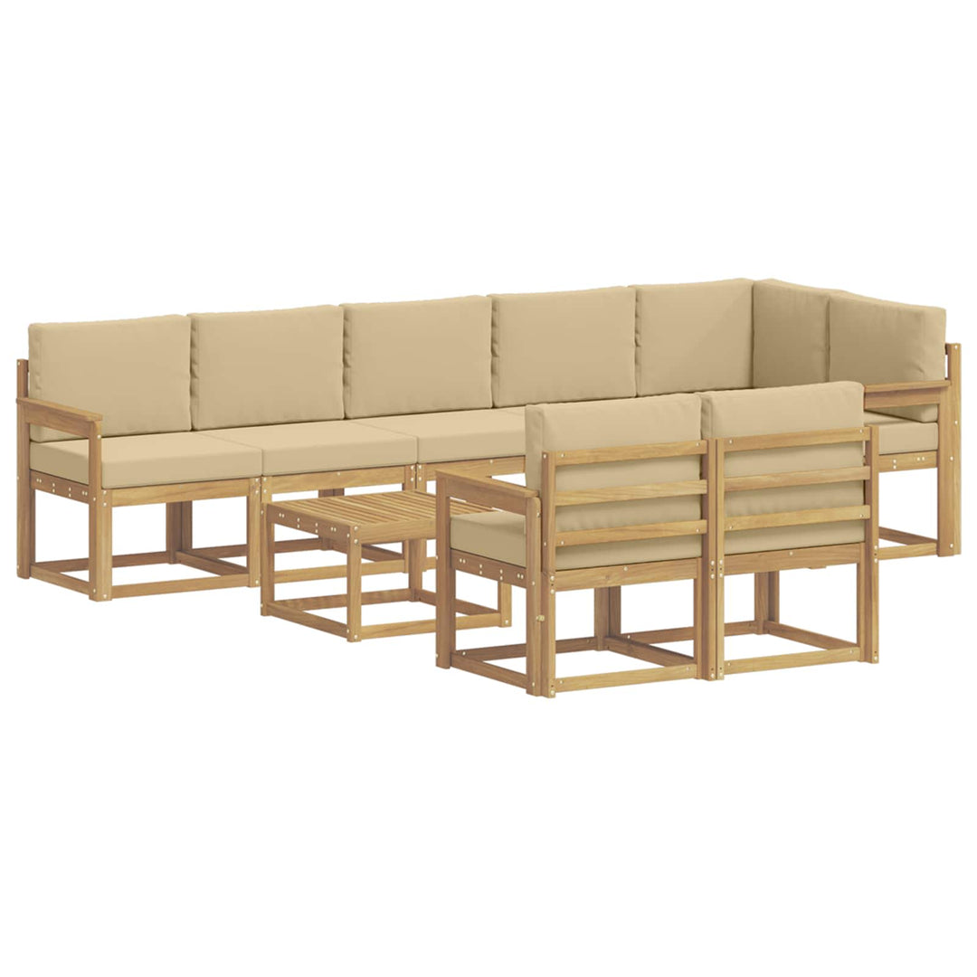 Udendørs sofagruppe 9 stk. Hvid og Beige Polyester