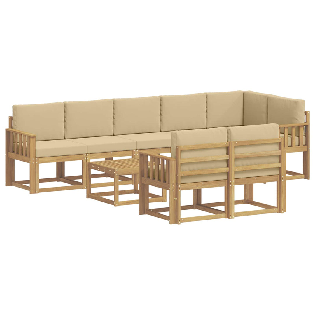 Udendørs sofagruppe 9 stk. Hvid og Beige Polyester