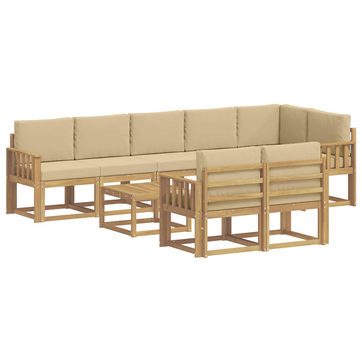 Udendørs sofagruppe 9 stk. Hvid og Beige Polyester