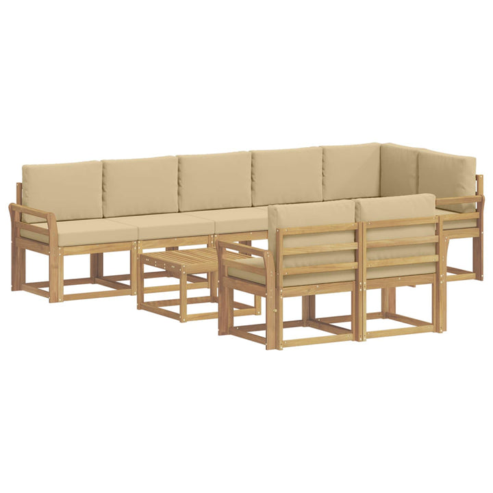 Udendørs sofagruppe 9 stk. Hvid og Beige Polyester