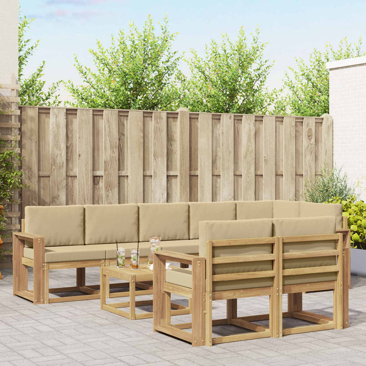 Udendørs sofagruppe 9 stk. Hvid og Beige Polyester
