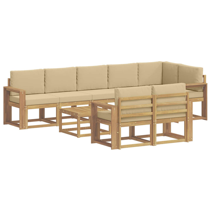 Udendørs sofagruppe 9 stk. Hvid og Beige Polyester