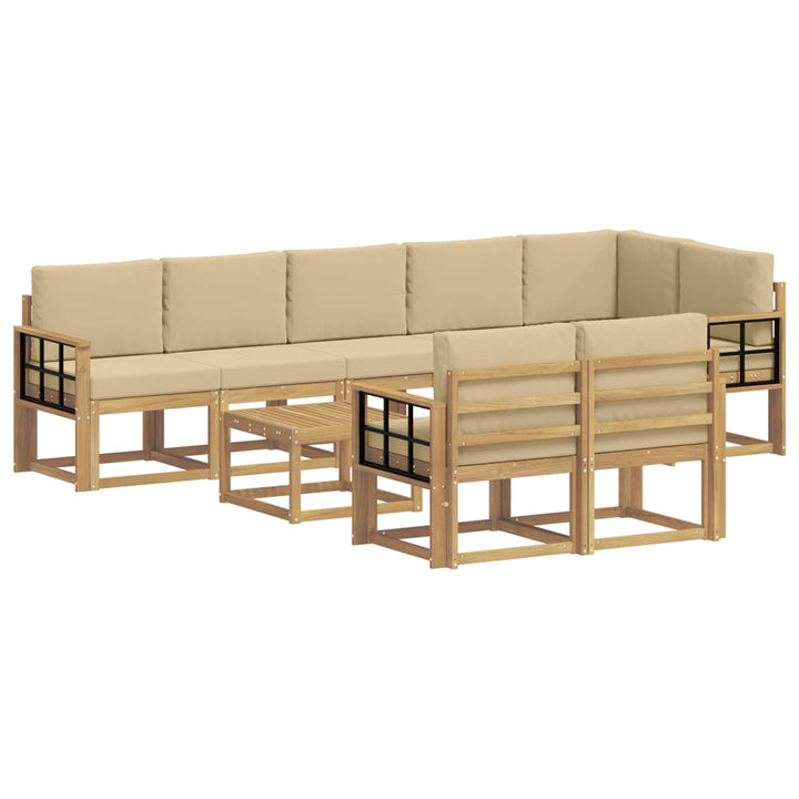 Udendørs sofagruppe 9 stk. Hvid og Beige Polyester