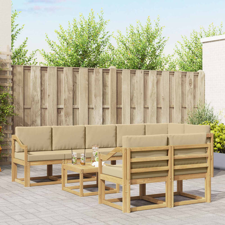 Udendørs sofagruppe 9 stk. Hvid og Beige Polyester