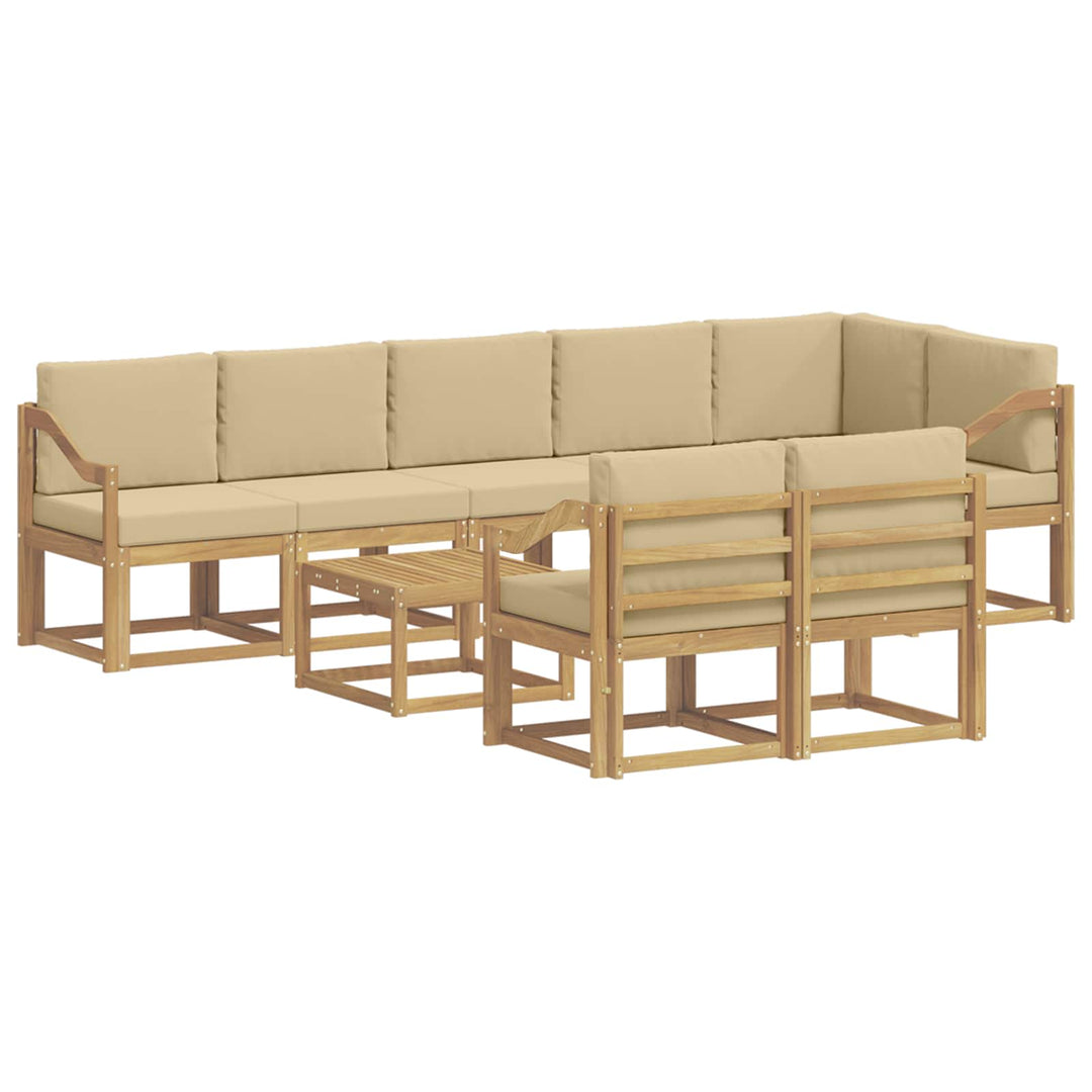 Udendørs sofagruppe 9 stk. Hvid og Beige Polyester