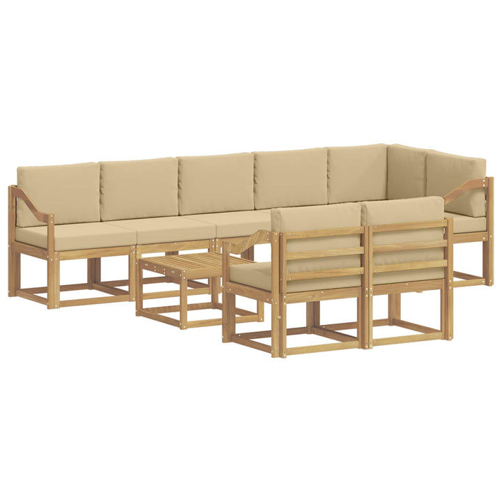 Udendørs sofagruppe 9 stk. Hvid og Beige Polyester