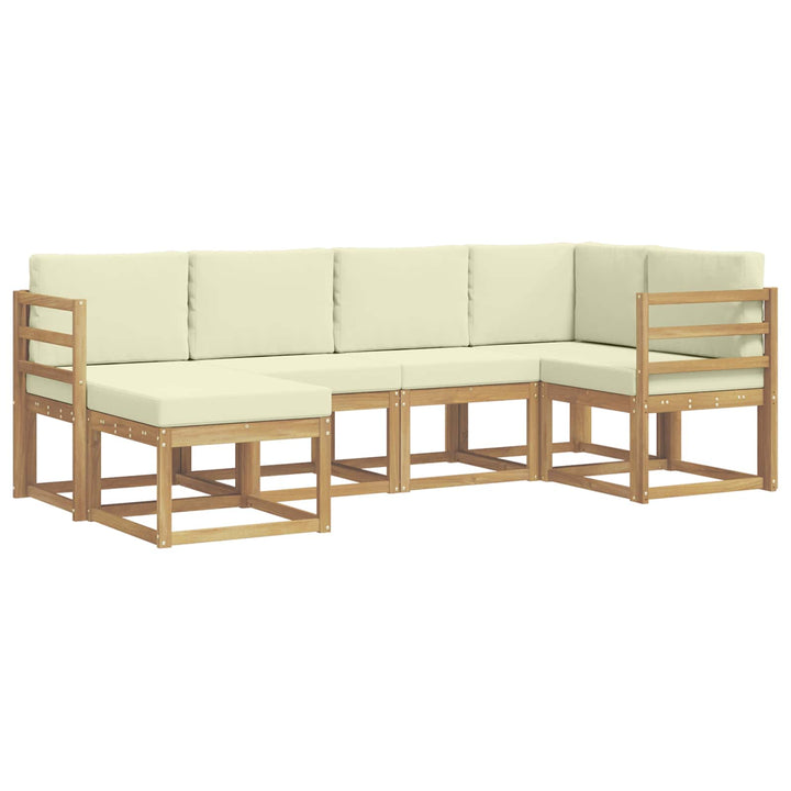 Udendørs sofagruppe 6 pcs Hvid og cremefarvet Polyester