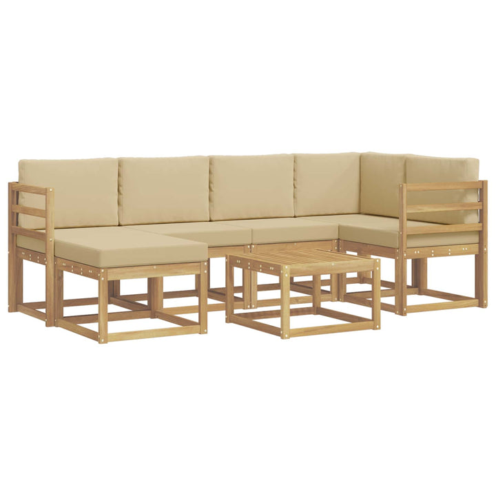 Udendørs sofagruppe 7 pcs Hvid og Beige Massivt Akacietræ