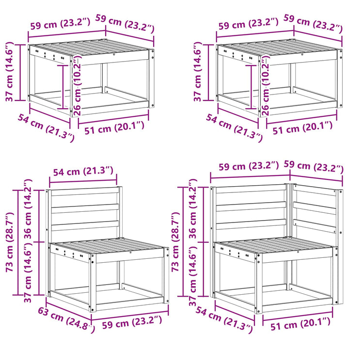 Udendørs sofagruppe 7 pcs Hvid Massivt Akacietræ