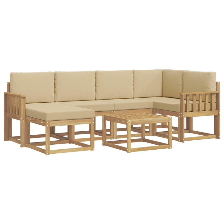 Udendørs sofagruppe 7 pcs Hvid og Beige Massivt Akacietræ