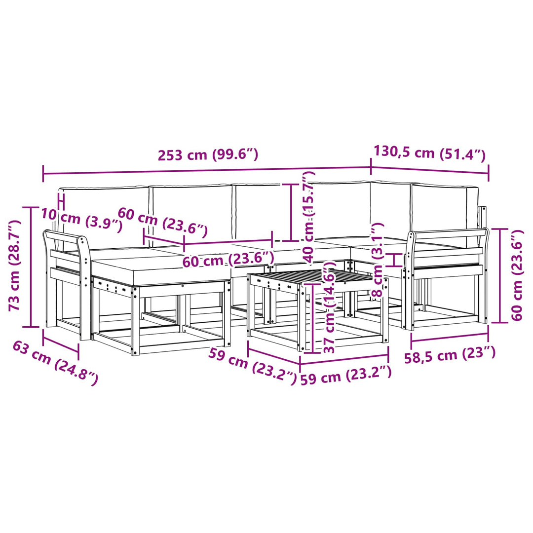 Udendørs sofagruppe 7 stk. Hvid og cremefarvet