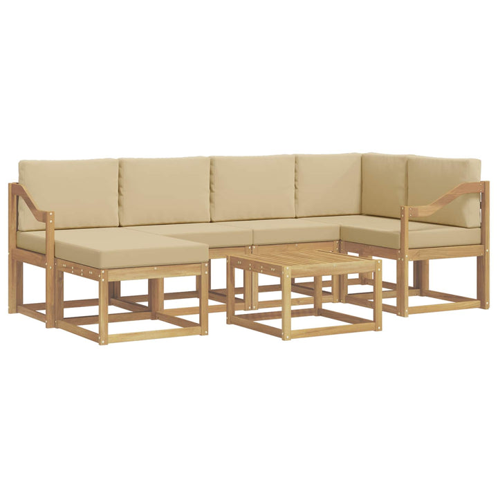 Udendørs sofagruppe 7 pcs Hvid og Beige Massivt Akacietræ