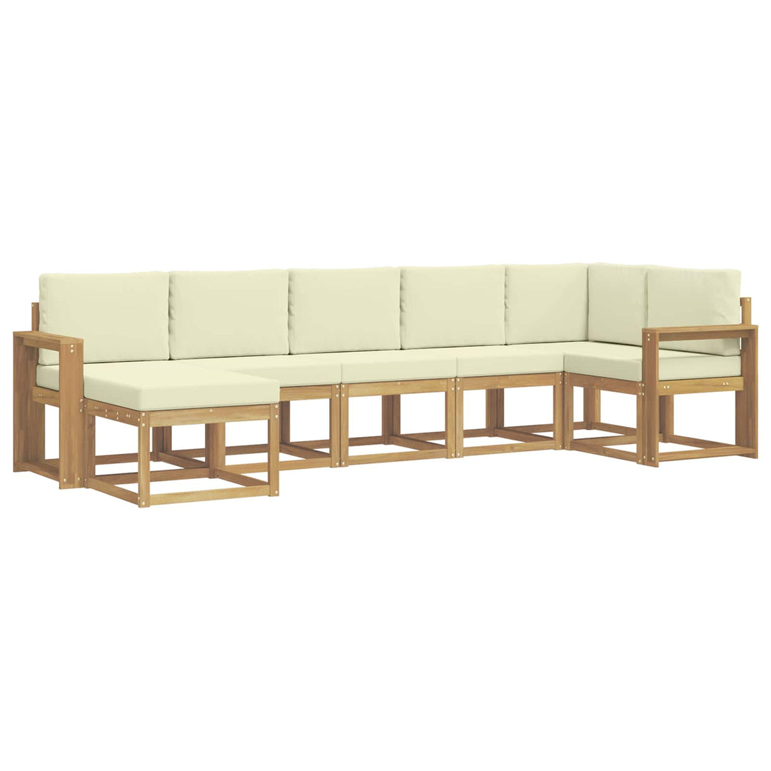 Udendørs sofagruppe 7 pcs Hvid og cremefarvet Polyester