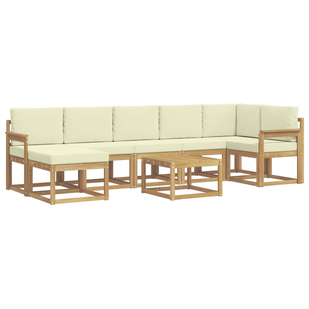 Udendørs sofagruppe 8 pcs Hvid og cremefarvet Polyester