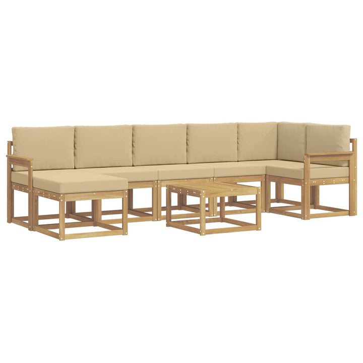 Udendørs sofagruppe med pude 8 pcs Hvid og Beige Polyester