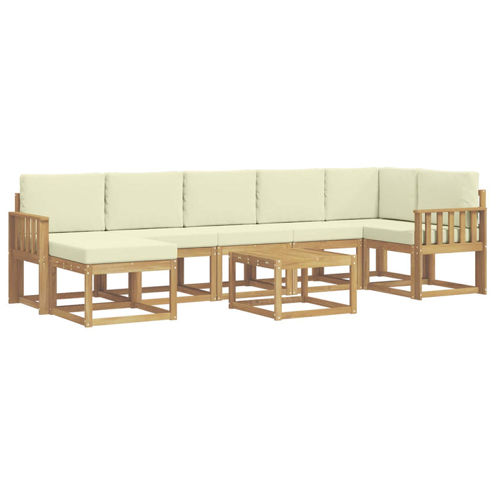 Udendørs sofagruppe 8 pcs Hvid og cremefarvet Polyester