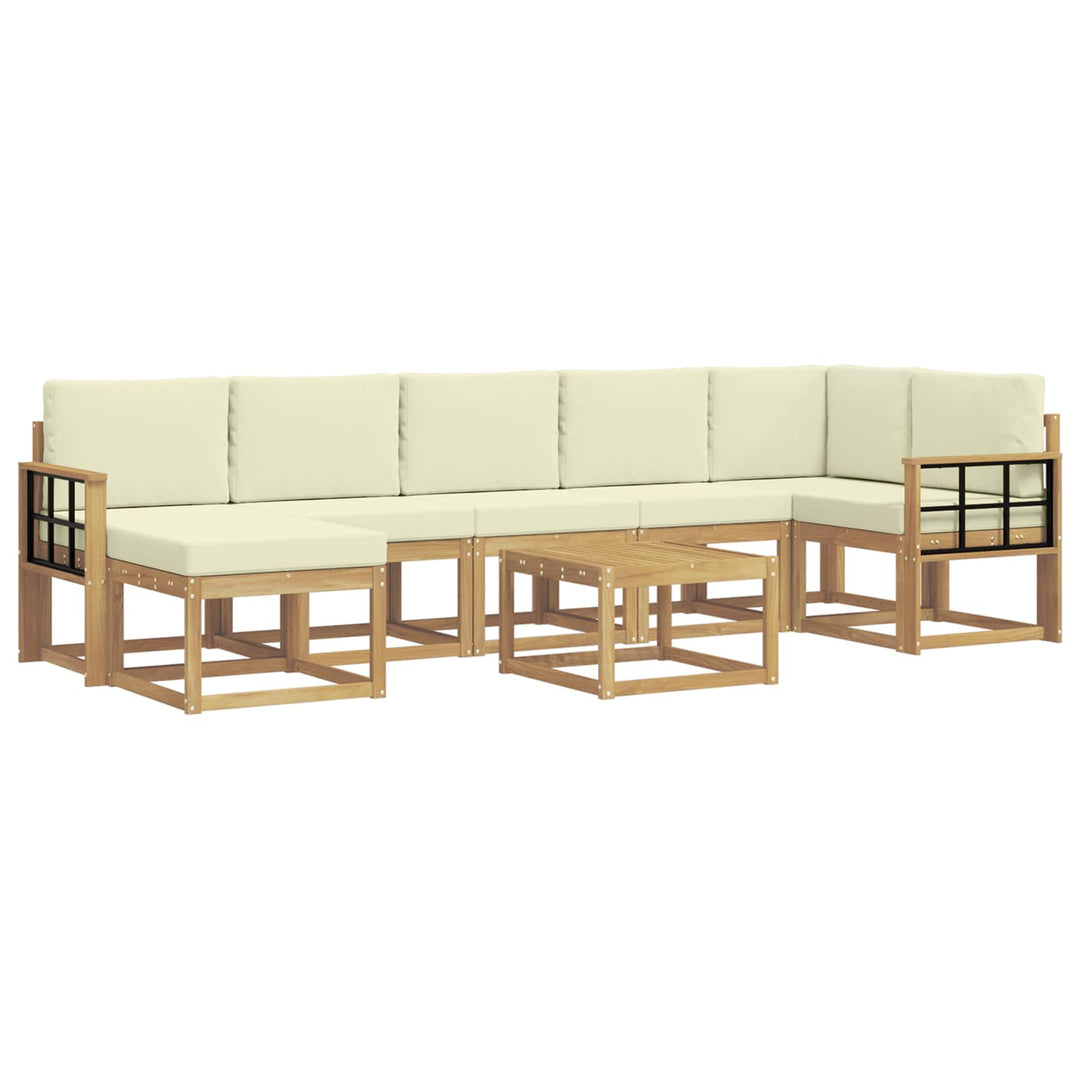 Udendørs sofagruppe 8 pcs Hvid og cremefarvet Polyester