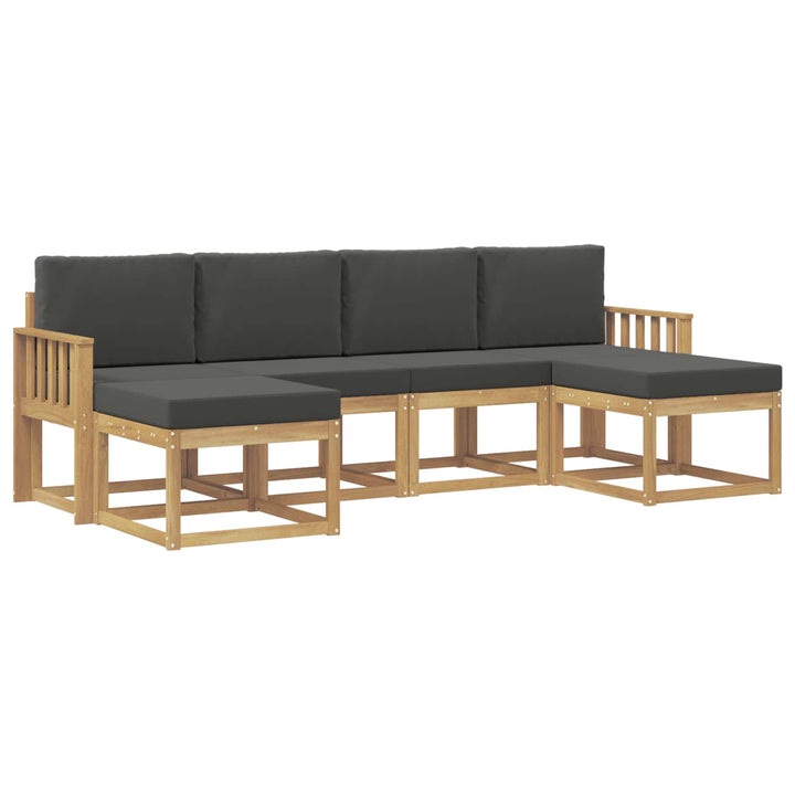 Udendørs sofagruppe med pude 6 pcs Hvid og antracit Polyester
