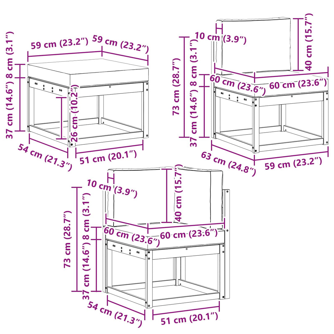 Udendørs sofagruppe 8 stk. Hvid og cremefarvet